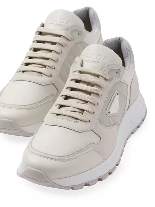 Prada  Nubuck and Re-Nylon High-Top Sneakers