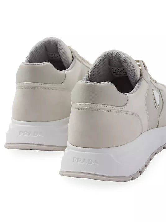 Prada  Nubuck and Re-Nylon High-Top Sneakers