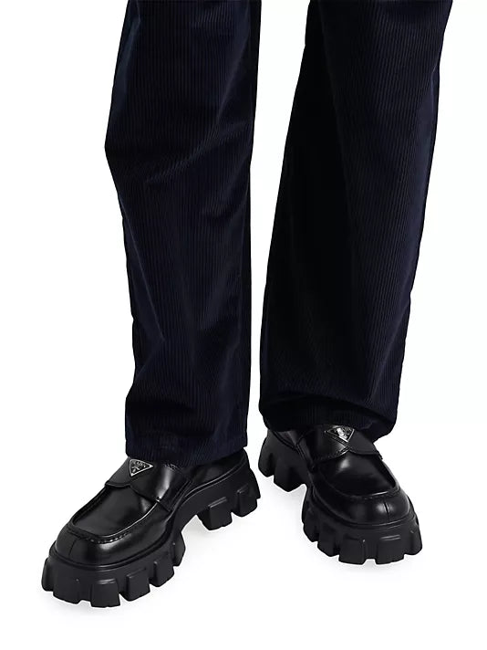 Prada  Monolith Brushed Leather Loafers