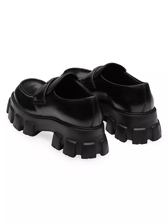 Prada  Monolith Brushed Leather Loafers