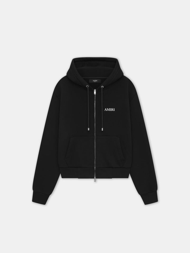 RELAXED ZIP UP HOODIE - BLACK