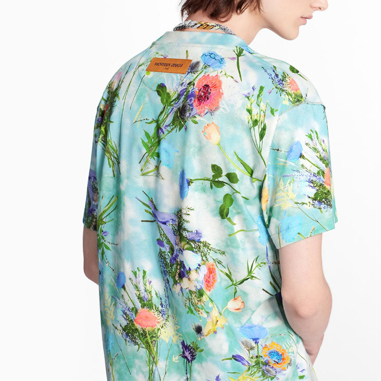 LOUIS VUITTON Cotton Flower Printing Embroidery Male Blue 1A7QLD