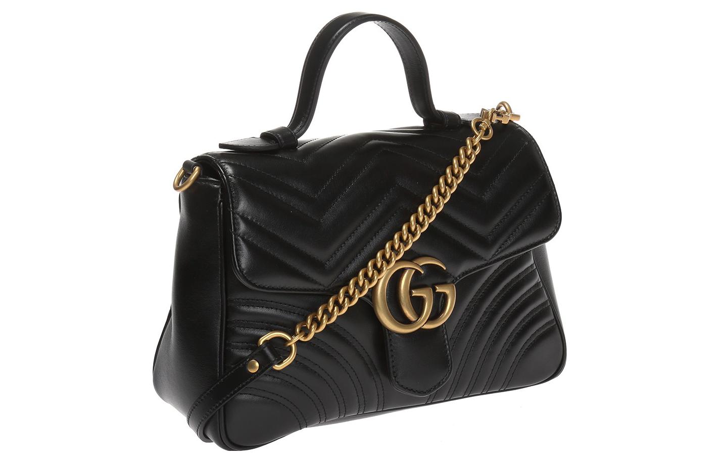 (WMNS) Gucci GG Marmont Series Bag Small-Size Black 498110-DTDIT-1000 #.