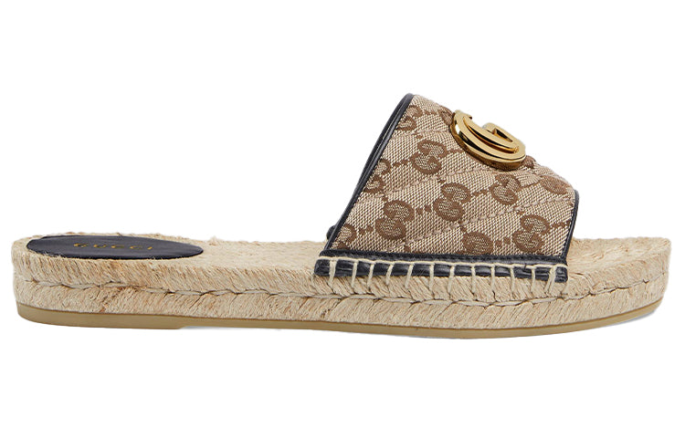 (WMNS) Gucci GG matelass canvas espadrille sandal 'Brown' 620120-KQWM0-9765 #