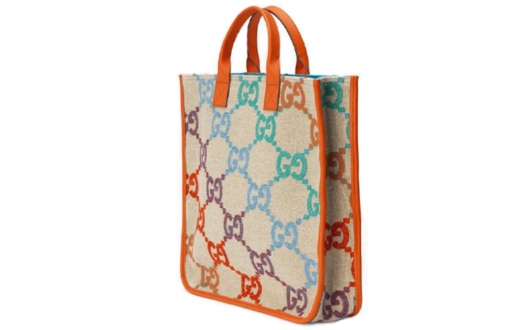 (WMNS) Gucci Rainbow Gradient Logo Flax Tote 'Beige Orange' 550763-2KMA0-8485 #
