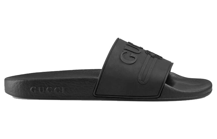 (WMNS) Gucci Logo Rubber Slide 'Black' 525140-JCZ00-1031 #