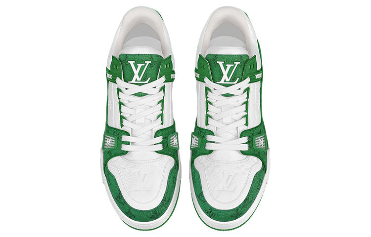 LOUIS VUITTON LV Trainers 'White with Green Monogram' 1A9JI1 #