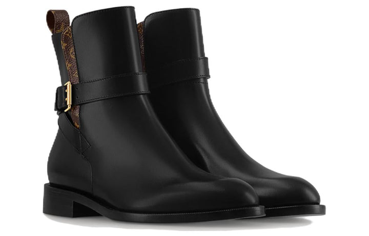 (WMNS) LOUIS VUITTON Westside Ankle Boots 'Black with Brown Monogram' 1ABUAU #