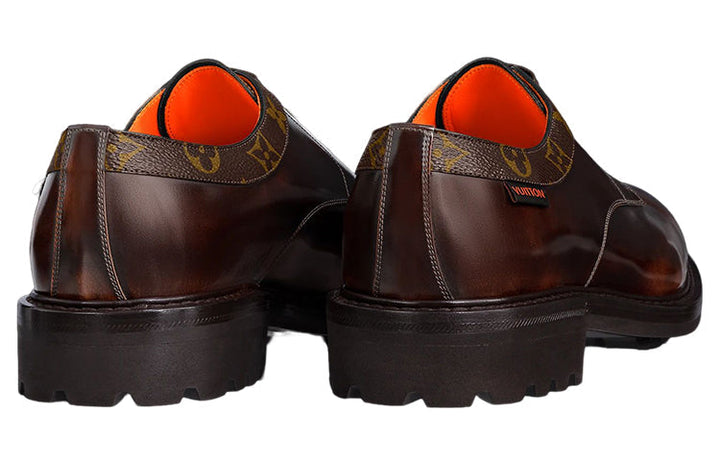 LOUIS VUITTON Voltaire Derby Shoes 'Brown with Monogram Colar' 1A8Y3Z #.