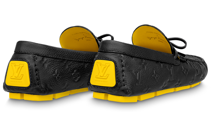 LOUIS VUITTON x YAYOI KUSAMA Moccasin Shoes 'Black Monogram with Yellow' 1ABD55 #