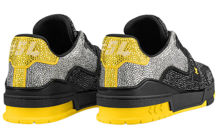 LOUIS VUITTON LV Trainers 'Black Grey Yellow Crystals' 1A9JXJ #