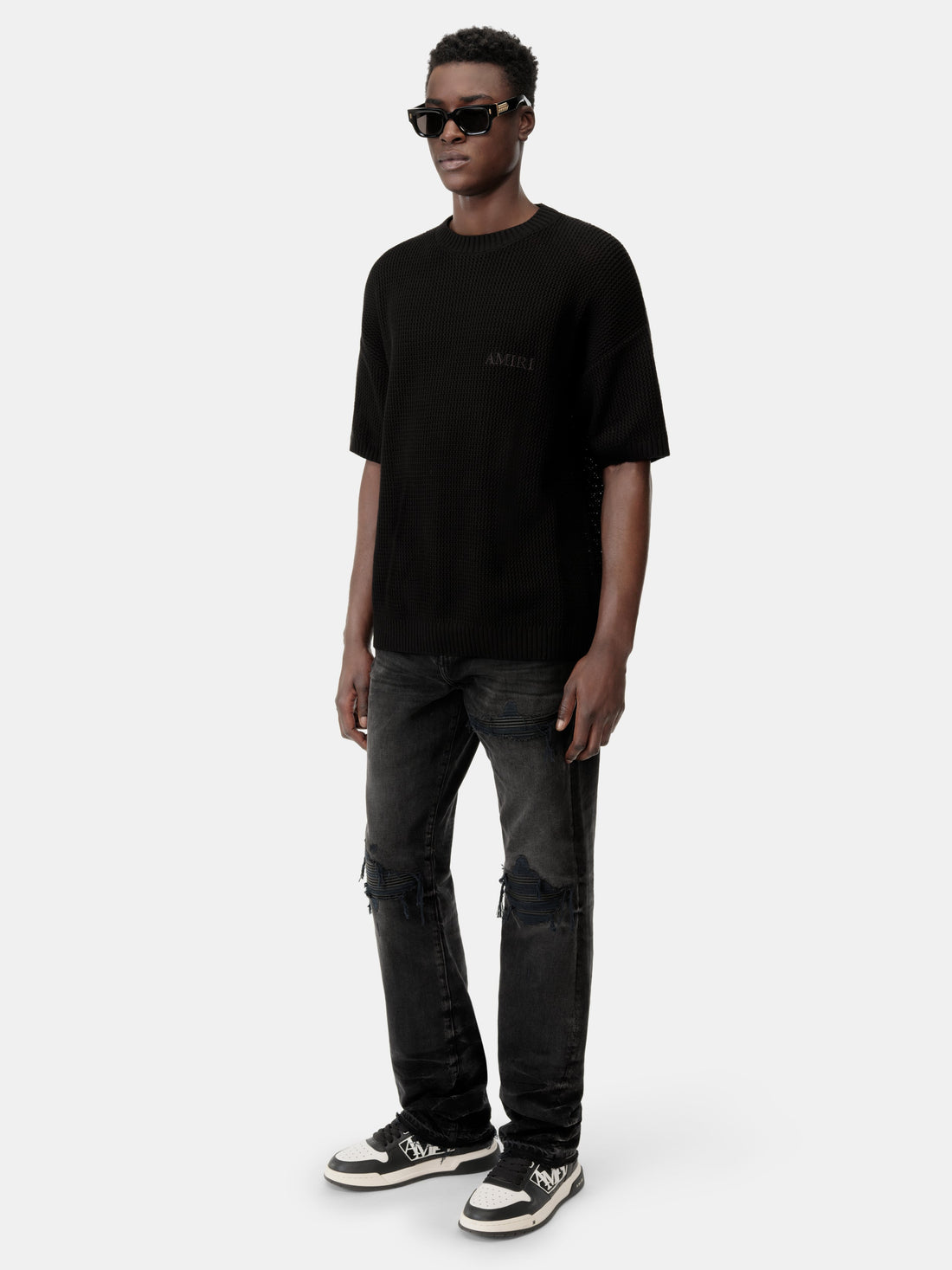 AMIRI CROCHET MESH TSHIRT - Black