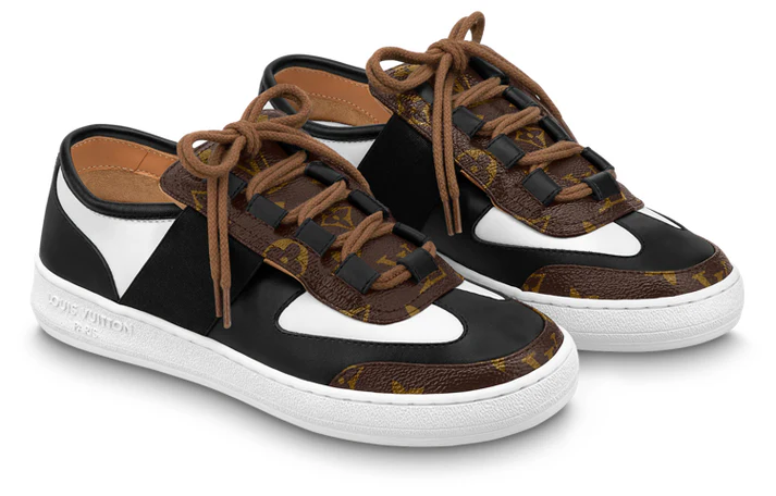 (WMNS) LOUIS VUITTON Lous Sneakers 'Black with Brown Monogram Deco' 1AAW04 #