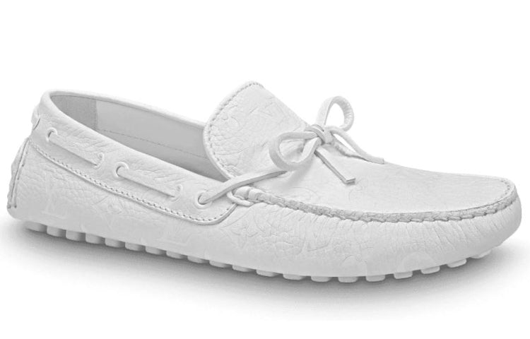 LOUIS VUITTON Arizona Moccasin Shoes 'White Logo Monogram' 1A5Y93 #