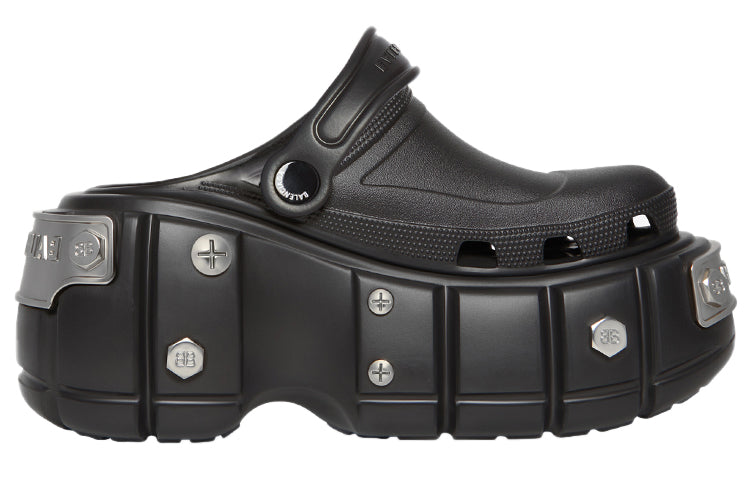 (WMNS) Balenciaga Hardcrocs Slide x Crocs 'Nero Silver' 687398W1S8N1081 #