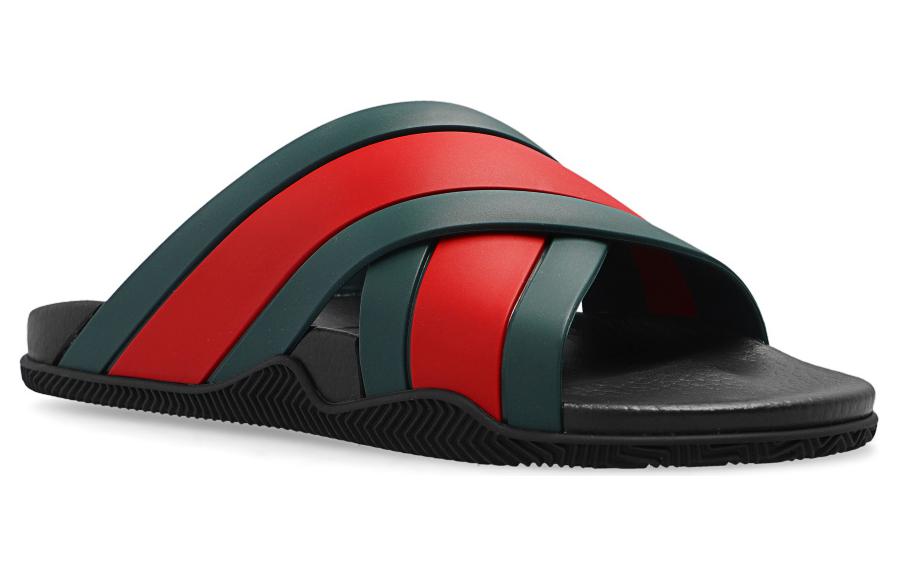 (WMNS) Gucci Slide Web Stripe 'Black' 627820-J8700-8460 #