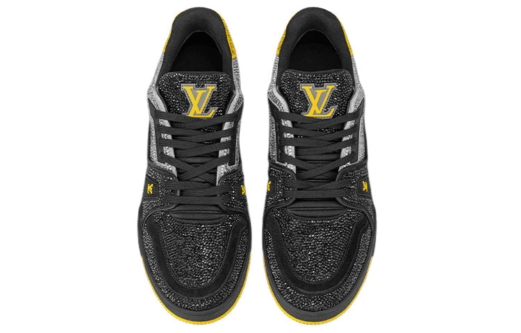 LOUIS VUITTON LV Trainers 'Black Grey Yellow Crystals' 1A9JXJ #