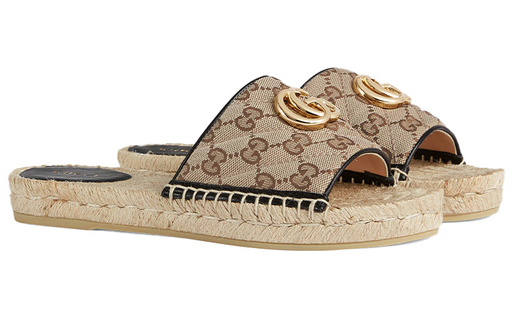 (WMNS) Gucci GG matelass canvas espadrille sandal 'Brown' 620120-KQWM0-9765 #