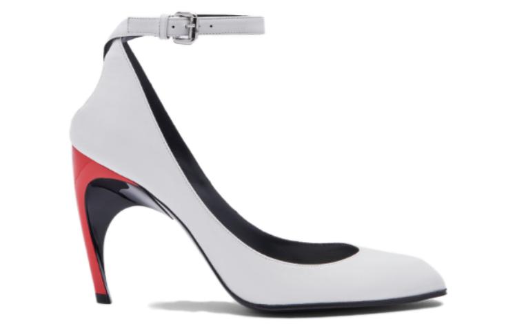 (WMNS) Alexander McQueen Armadillo Ankle Strap Heels 'Black Silver Red' 780679WIEX48740 #