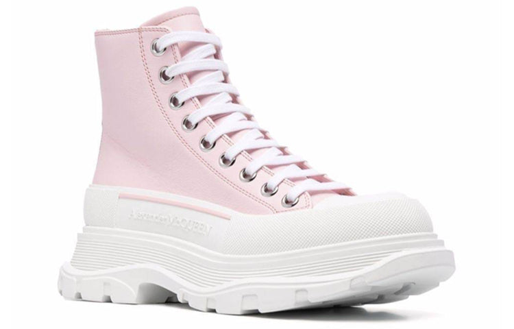 (WMNS) Alexander McQueen Leather Ankle Boots 'Pink White' 633900WHZ625805 #