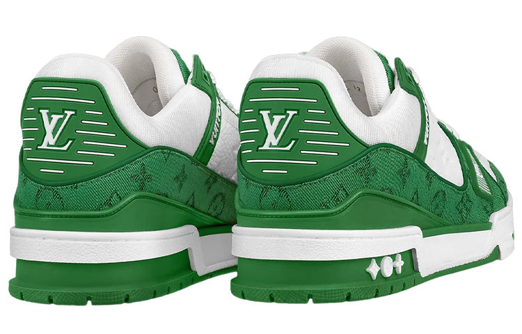 LOUIS VUITTON LV Trainers 'White with Green Monogram' 1A9JI1 #