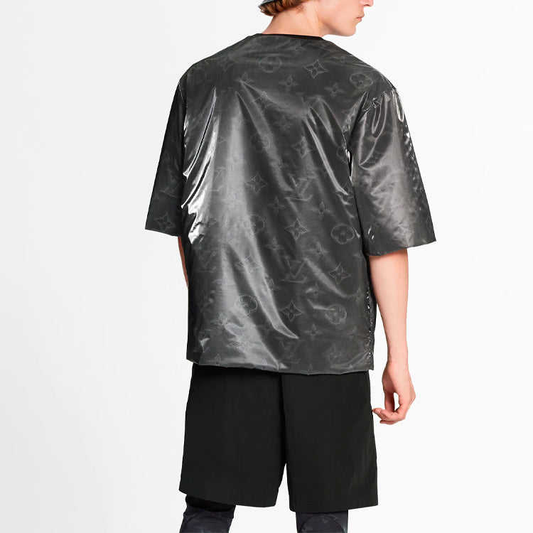 Men's LOUIS VUITTON SS21 Logo Full Print Pattern Round Neck Short Sleeve Gray 1A8HJU #.