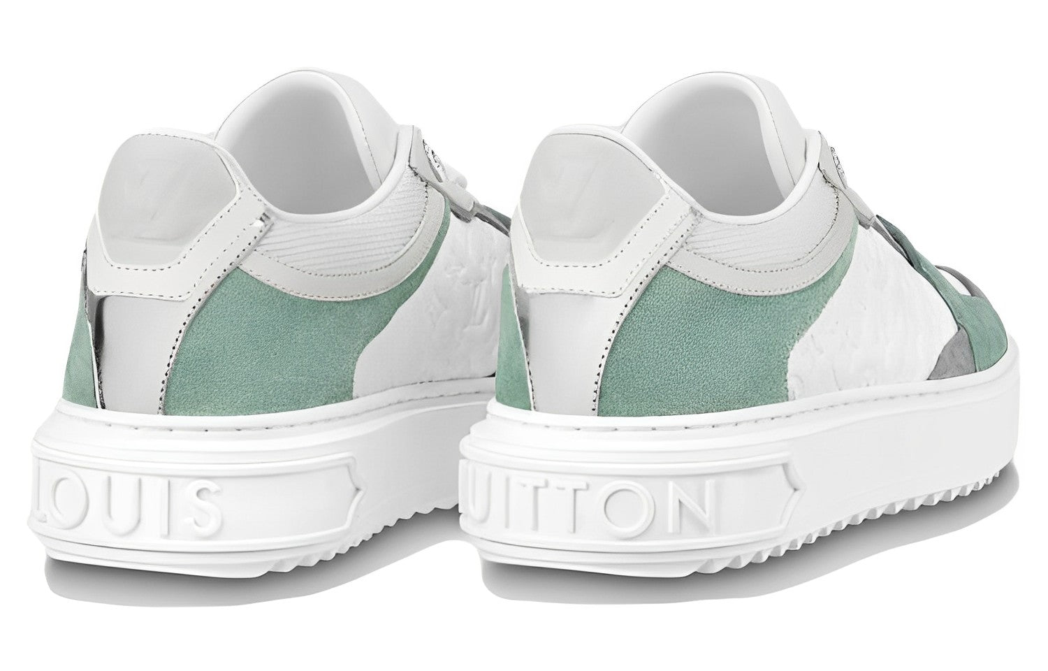(WMNS) LOUIS VUITTON Time Out Sneakers 'White Mini Monogram with Green Grey' 1ABUTD #