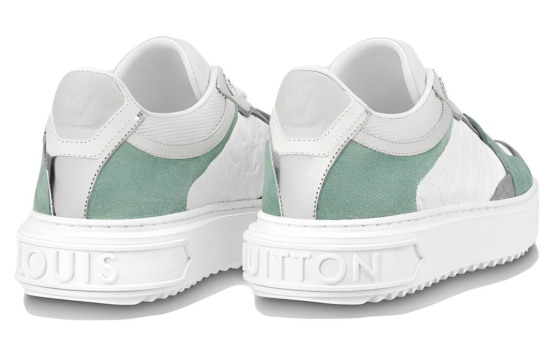 (WMNS) LOUIS VUITTON Time Out Sneakers 'White Mini Monogram with Green Grey' 1ABUTD #