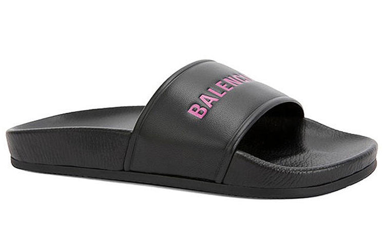 (WMNS) Balenciaga Alphabet Pattern Black Slippers 517226WAL001085 #