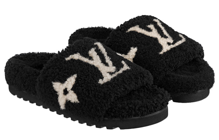 (WMNS) LOUIS VUITTON Paseo Comfort Mules 'Black with White Logo' 1A8ZIL #
