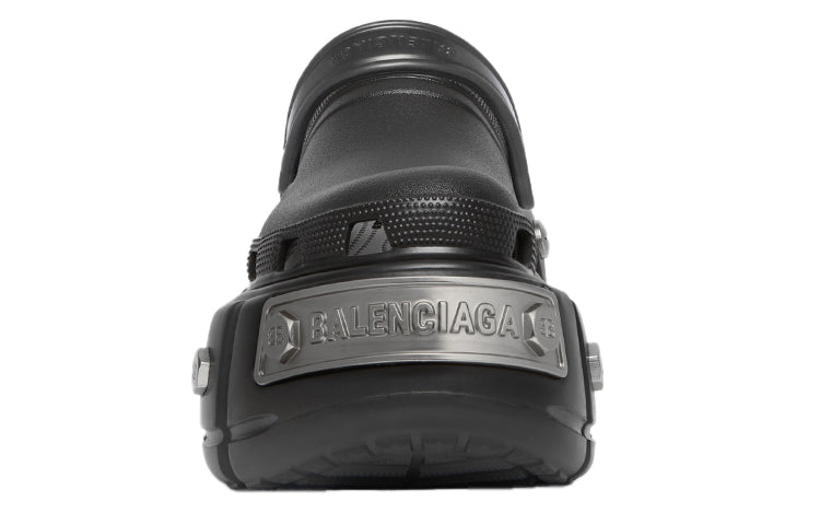 (WMNS) Balenciaga Hardcrocs Slide x Crocs 'Nero Silver' 687398W1S8N1081 #