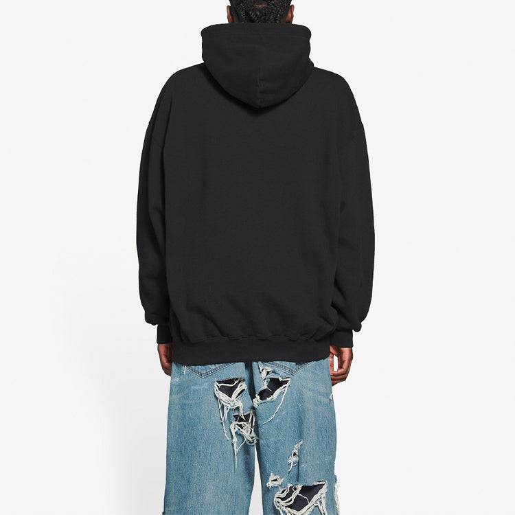 (WMNS) Balenciaga Bb Pixel Fleece Drawstring hooded Long Sleeves Hoodie Black 578135TKVI81070 #