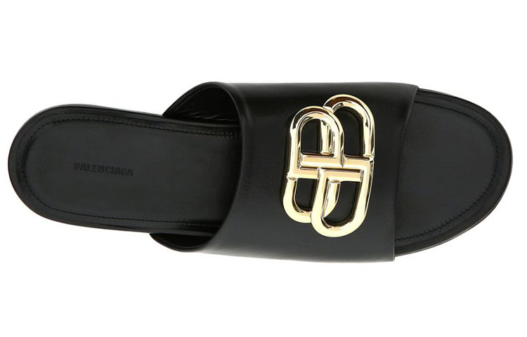 (WMNS) Balenciaga Black Leather Black Slippers 630014WA8F91088 #