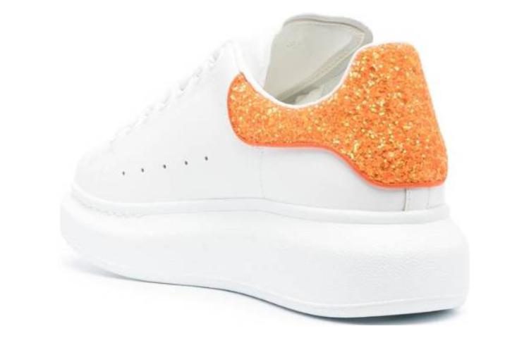 (WMNS) Alexander McQueen Oversized Sneaker 'White Orange Glitter' 718239WIDJD8825 #