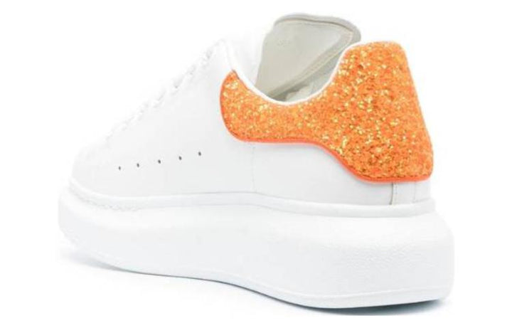 (WMNS) Alexander McQueen Oversized Sneaker 'White Orange Glitter' 718239WIDJD8825 #