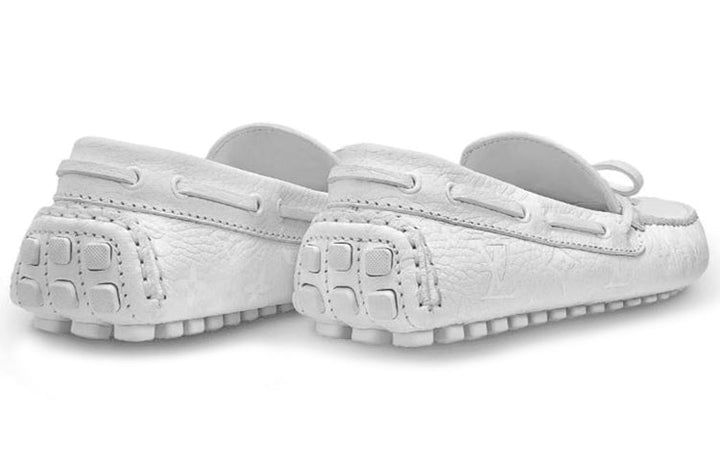 LOUIS VUITTON Arizona Moccasin Shoes 'White Logo Monogram' 1A5Y93 #