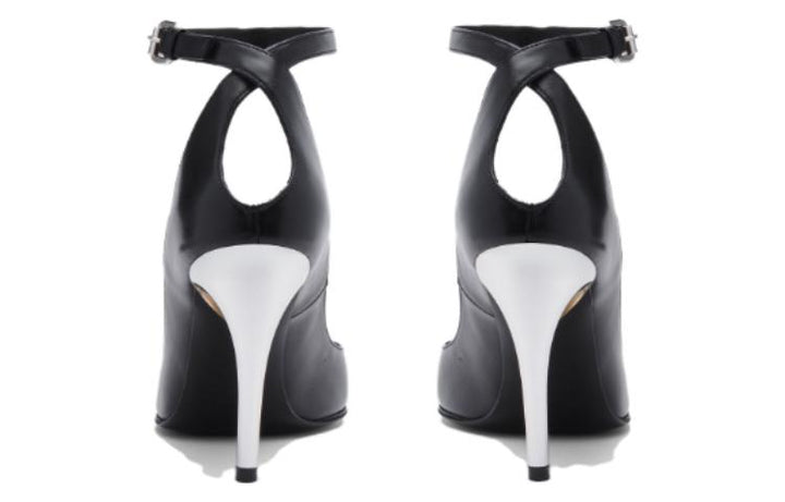 (WMNS) Alexander McQueen Armadillo 95 Leather Ankle Strap Pumps 'Black' 780679WIEX21399 #