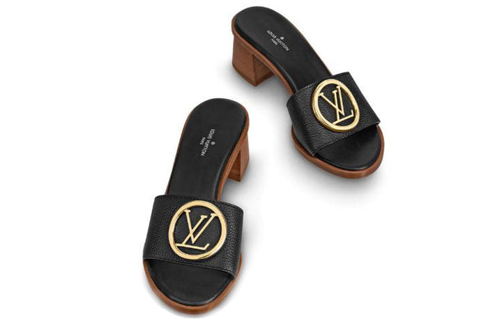 (WMNS) LOUIS VUITTON Lock It Heeled Mules 'Black' 1A57DG #