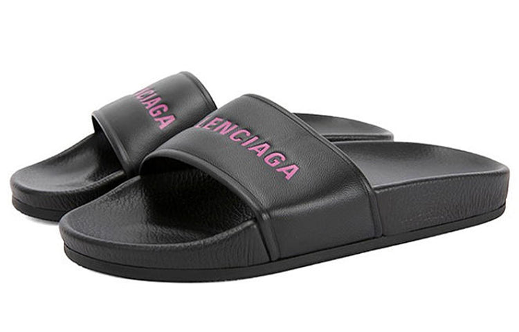 (WMNS) Balenciaga Alphabet Pattern Black Slippers 517226WAL001085 #