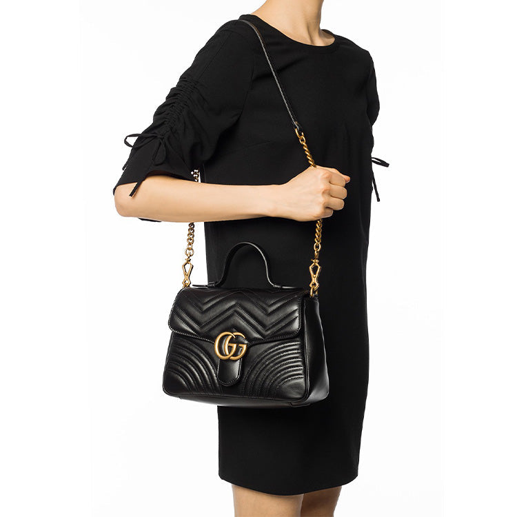 (WMNS) Gucci GG Marmont Series Bag Small-Size Black 498110-DTDIT-1000 #.