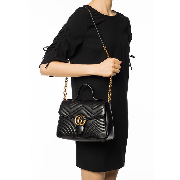 (WMNS) Gucci GG Marmont Series Bag Small-Size Black 498110-DTDIT-1000 #.