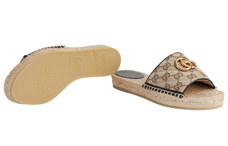 (WMNS) Gucci GG matelass canvas espadrille sandal 'Brown' 620120-KQWM0-9765 #