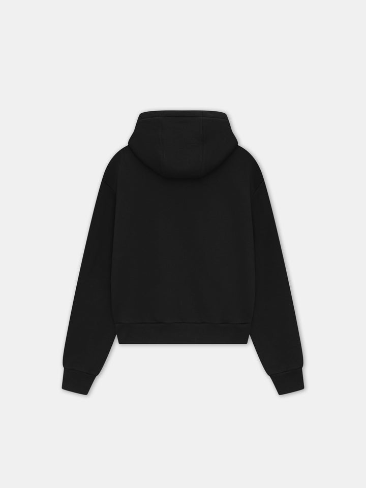 RELAXED ZIP UP HOODIE - BLACK