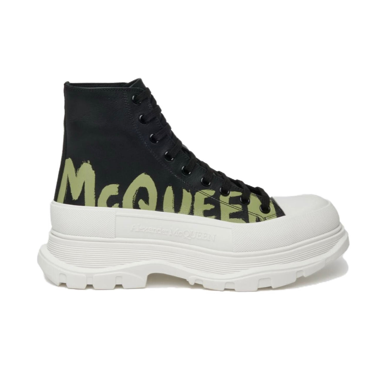 Alexander McQueen Tread Slick Lace-up High Top Shoes 'Black White
