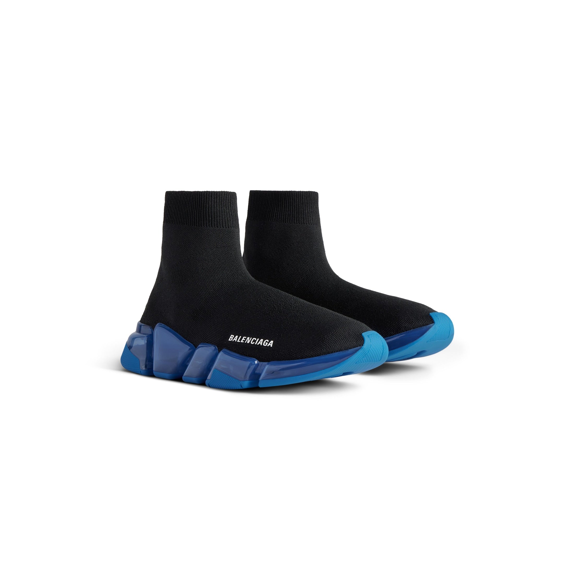 MEN'S SPEED 2.0 FULL CLEAR SOLE RECYCLED KNIT SNEAKER IN BLACK/BLUE