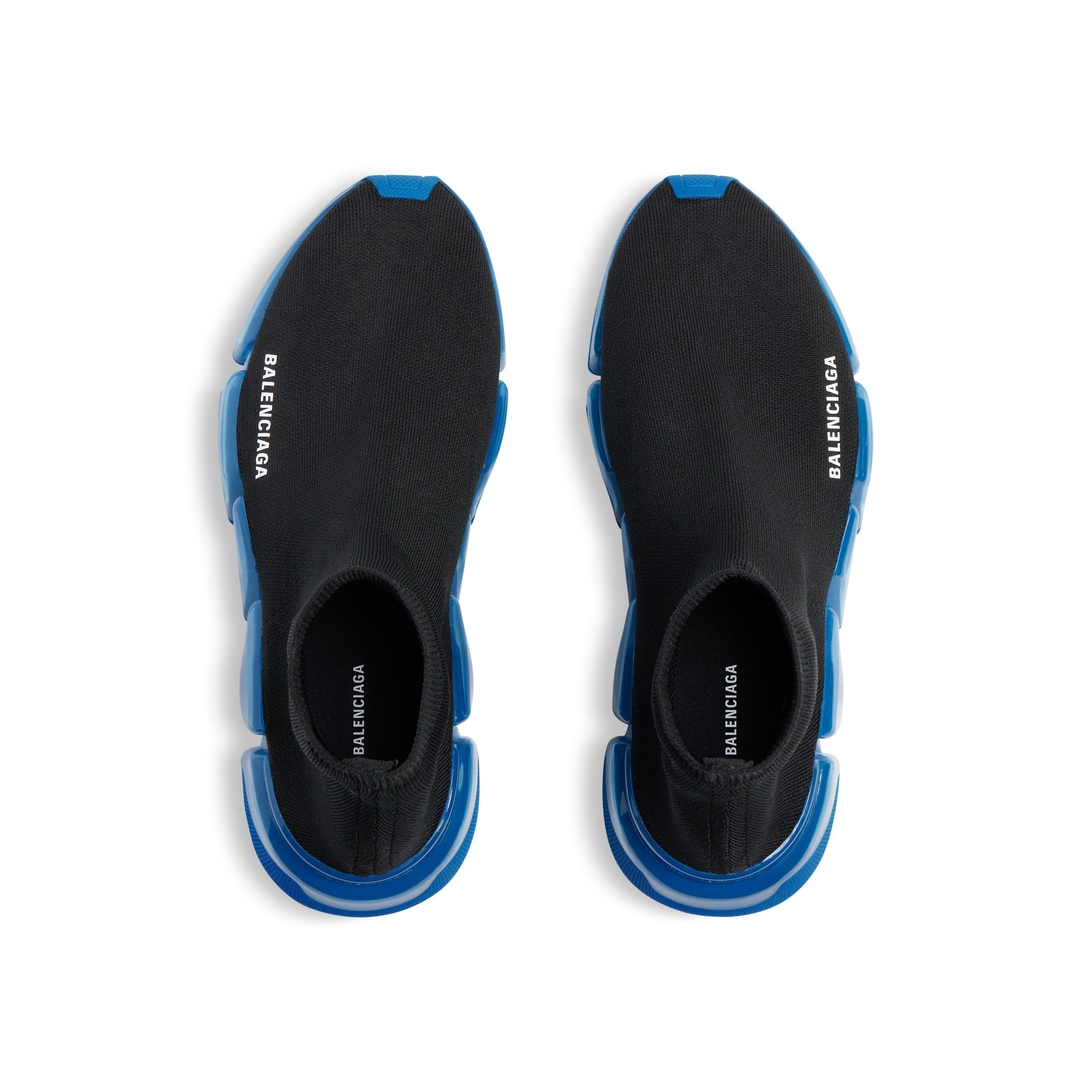 MEN'S SPEED 2.0 FULL CLEAR SOLE RECYCLED KNIT SNEAKER IN BLACK/BLUE