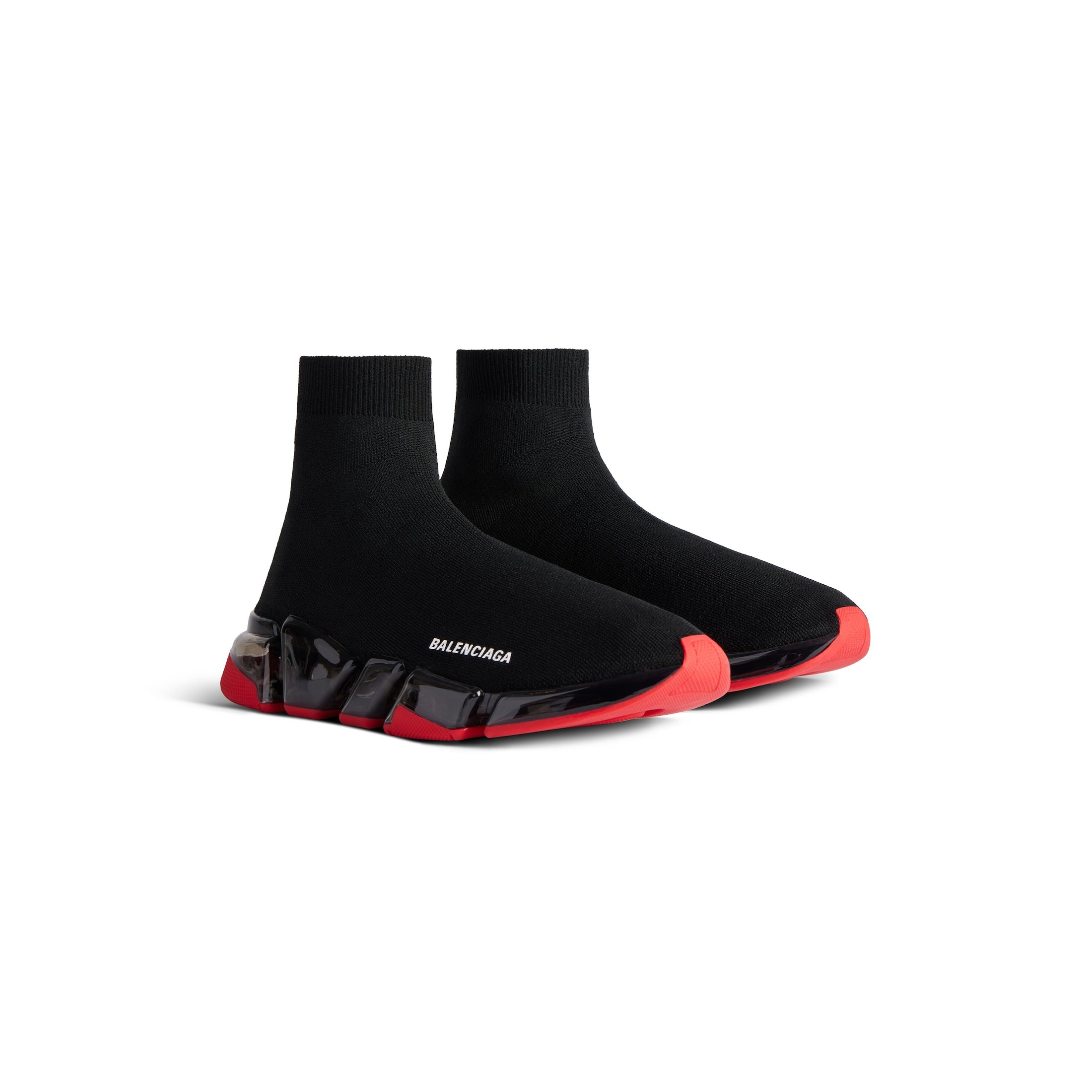 MEN'S SPEED 2.0 FULL CLEAR SOLE RECYCLED KNIT SNEAKER IN BLACK/RED