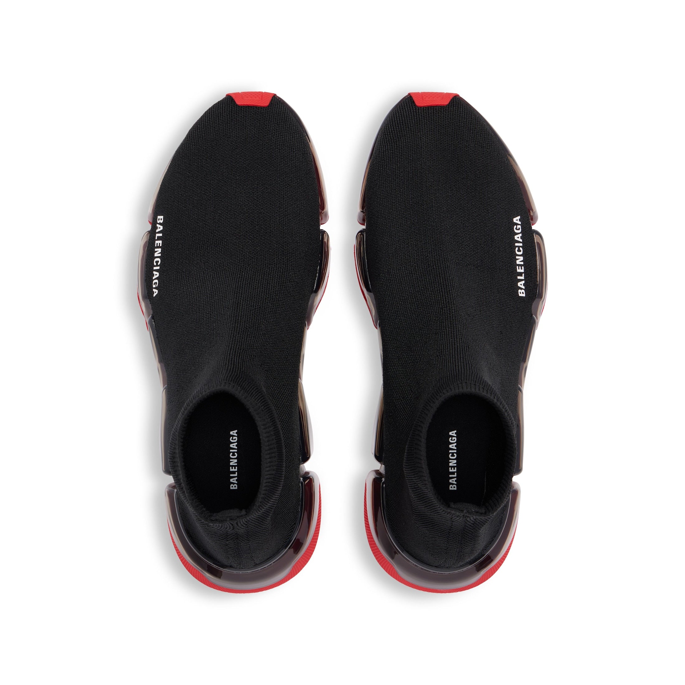 MEN'S SPEED 2.0 FULL CLEAR SOLE RECYCLED KNIT SNEAKER IN BLACK/RED