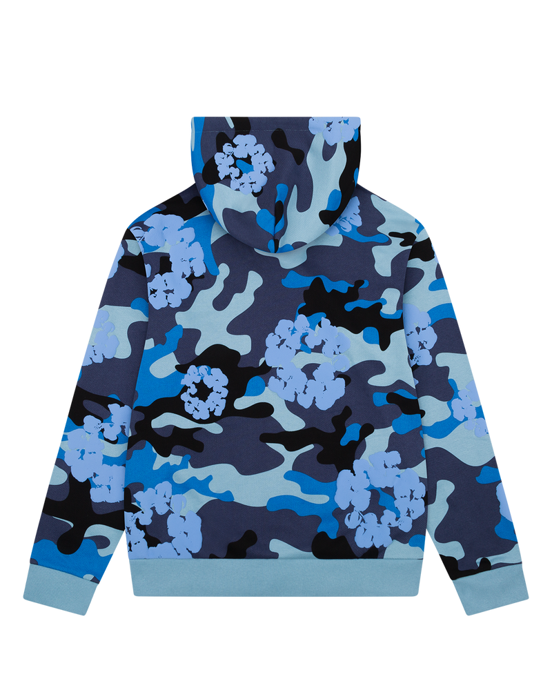 Blue Camo Cotton Wreath Zip Hoodie