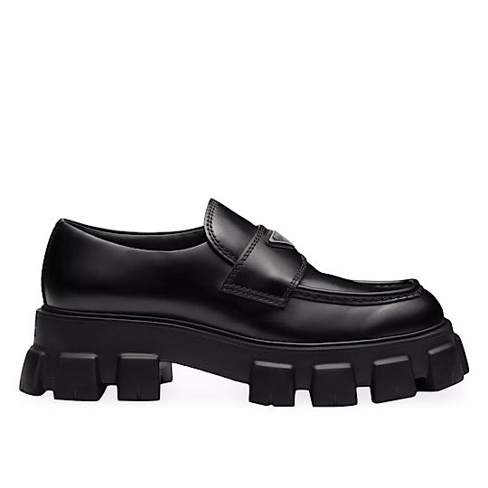 Prada  Monolith Brushed Leather Loafers